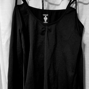 Venus Black Cold Shoulder Top